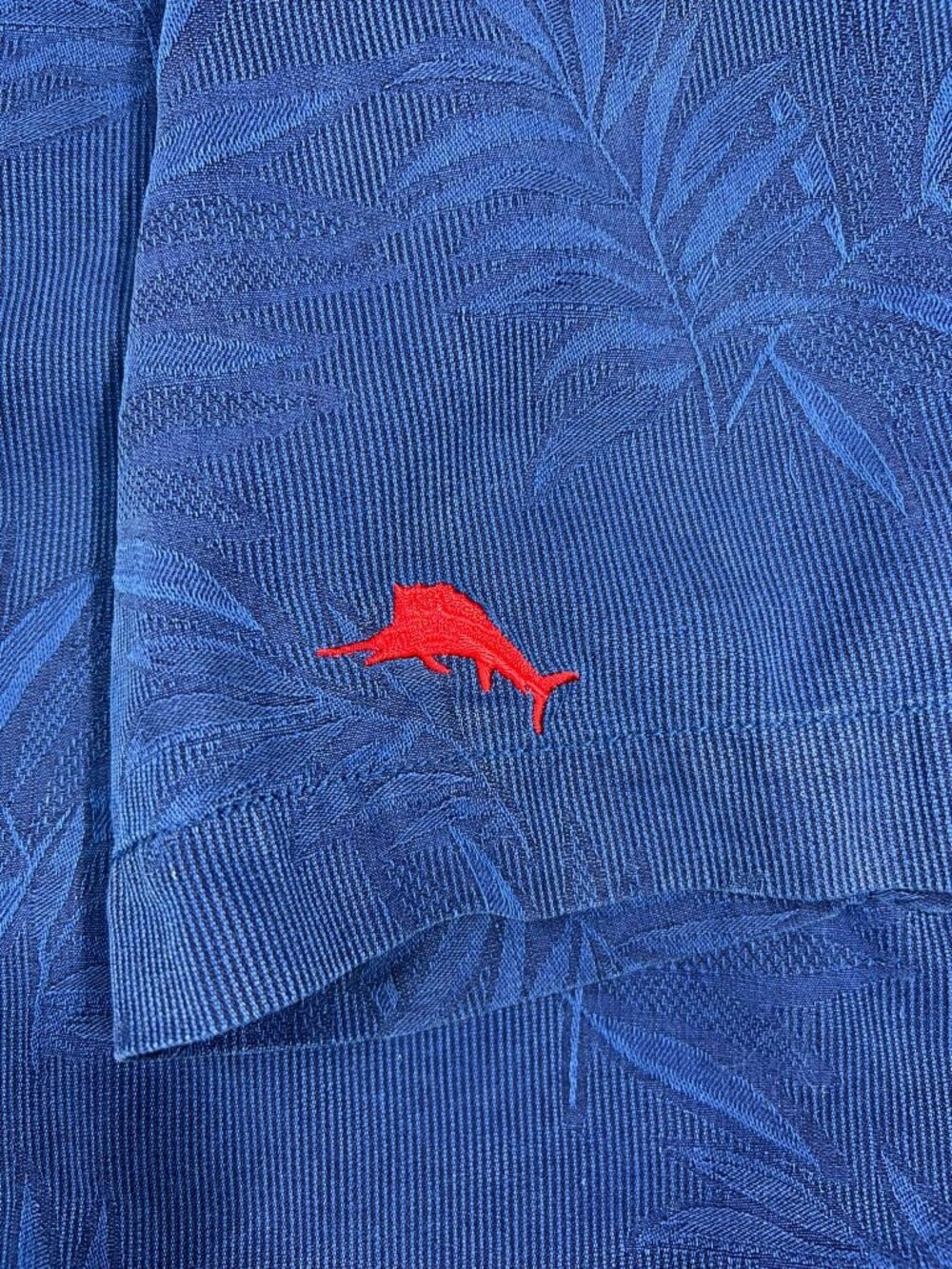 Tommy Bahama Men's Silk XL Blue Button-Up Kansas Jayhawks KU Logo Tropical Leaf - Picture 3 of 7